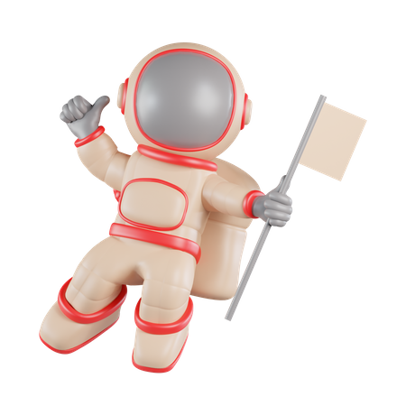 Astronauta segurando bandeira  3D Icon