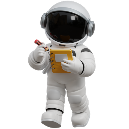 Astronauta segurando bloco de notas  3D Illustration