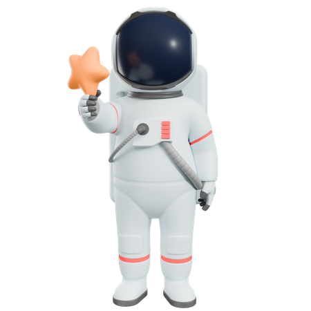 Astronauta segurando estrela  3D Illustration