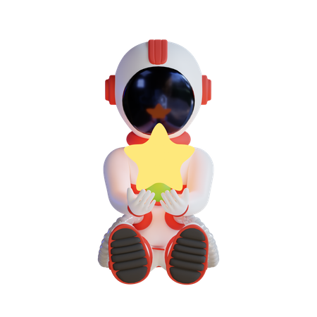 Astronauta segurando estrela  3D Illustration