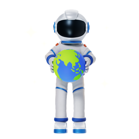 Astronauta segurando a terra  3D Illustration