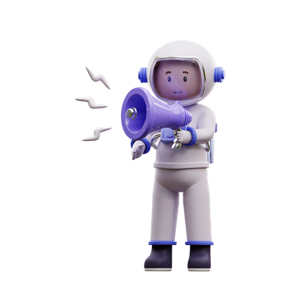 Astronauta segurando um megafone  3D Illustration