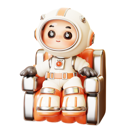 Astronauta sentado na cadeira da nave espacial  3D Illustration