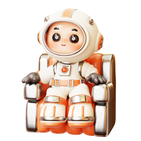 Astronauta sentado na cadeira da nave espacial  3D Icon