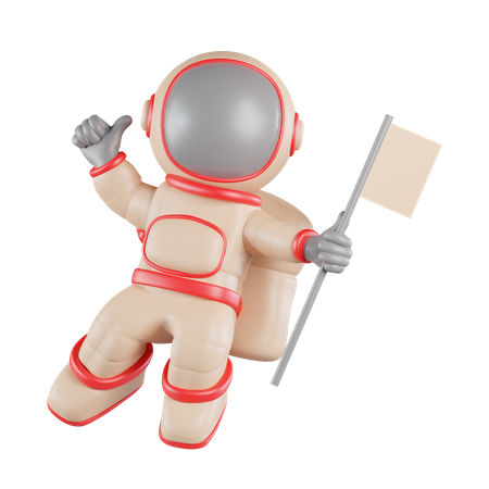 Astronauta sosteniendo la bandera  3D Icon