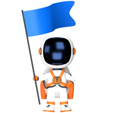 Astronauta sosteniendo la bandera  3D Illustration