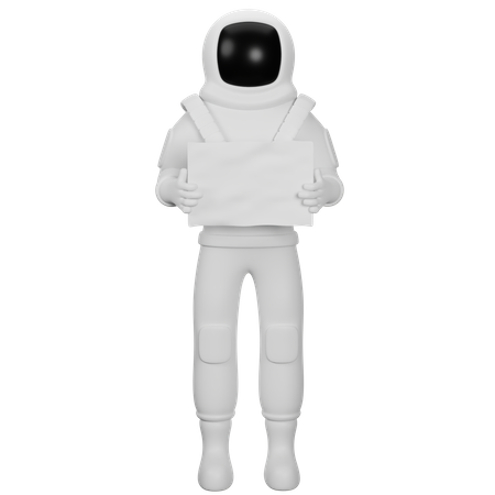 Astronauta sosteniendo cartel  3D Illustration