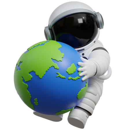 Astronauta sosteniendo el planeta Tierra  3D Illustration