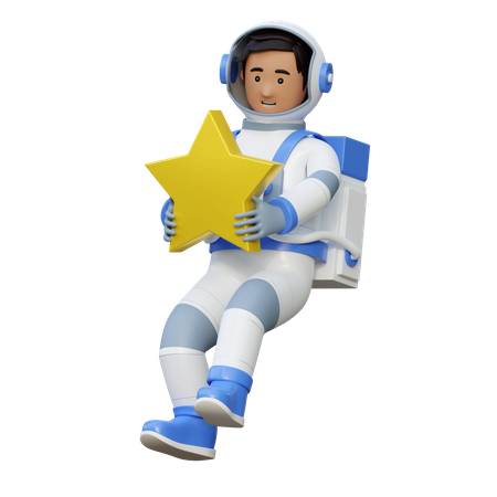 Astronauta sosteniendo estrella  3D Illustration