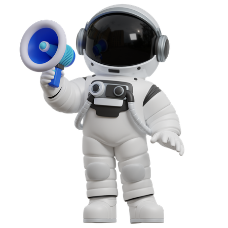 Astronauta sosteniendo un megáfono  3D Illustration