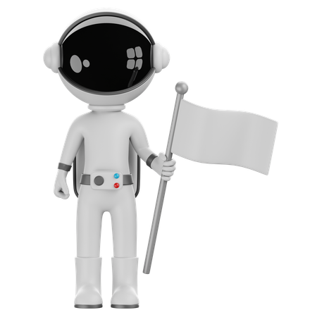 Astronauta sosteniendo una bandera  3D Illustration