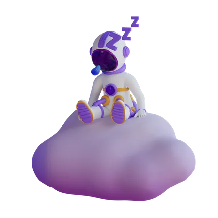 El astronauta duerme en la nube  3D Illustration