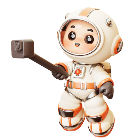 Astronauta tirando selfie  3D Illustration