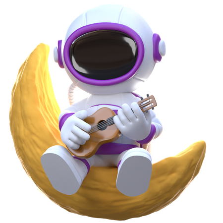 Astronauta tocando violão  3D Illustration