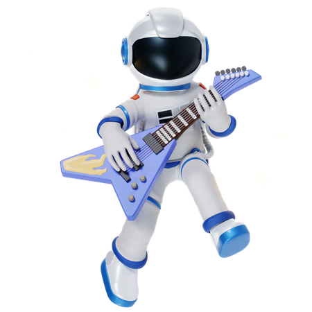 Astronauta tocando violão  3D Illustration