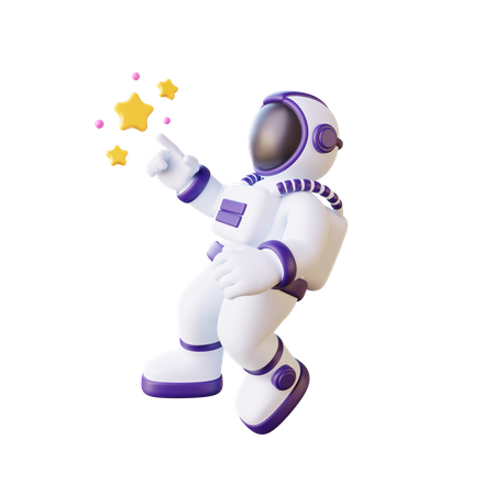 Astronauta tocando la estrella  3D Illustration