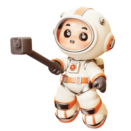 Astronauta tomando selfie  3D Illustration