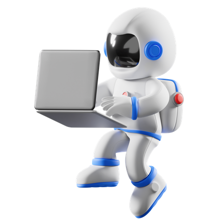 Astronauta trabalhando no laptop  3D Icon