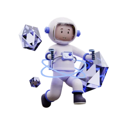 Astronauta usando realidad virtual  3D Illustration