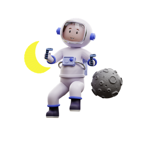 Astronauta usando realidade virtual  3D Illustration