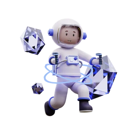 Astronauta usando realidade virtual  3D Illustration