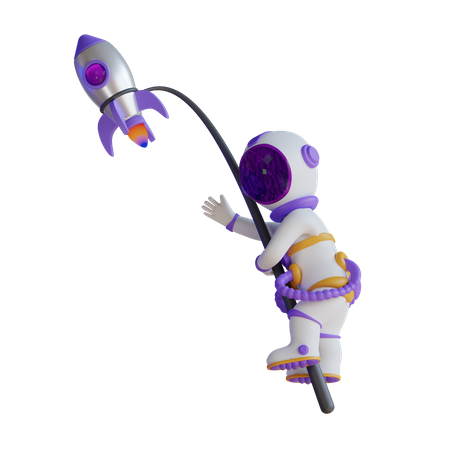 Astronauta voando com foguete  3D Icon
