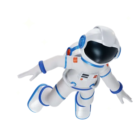 Astronauta volando en el espacio  3D Illustration