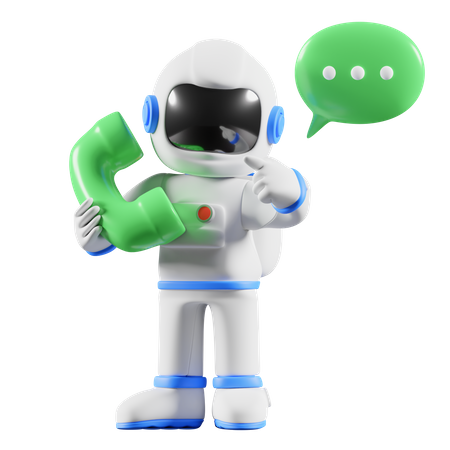 Astronaute appelant par téléphone  3D Illustration