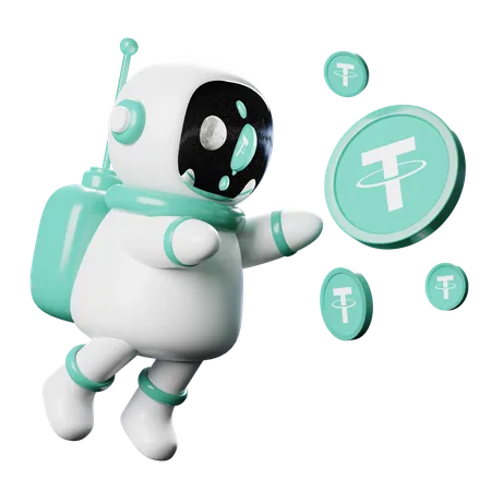 Astronaute Spaceman avec Tether  3D Illustration