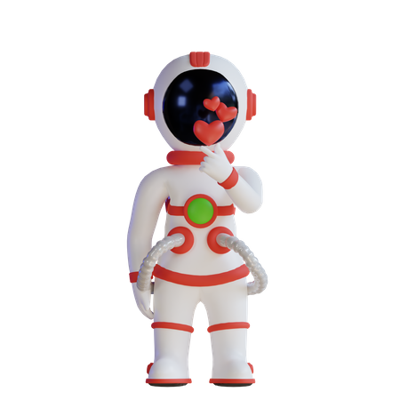 Astronaute avec coeur d'amour  3D Illustration