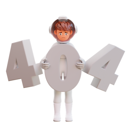 Astronaute avec une erreur 404  3D Illustration