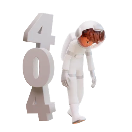 Spaceman avec erreur 404  3D Illustration
