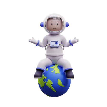 Astronaute avec la terre  3D Illustration