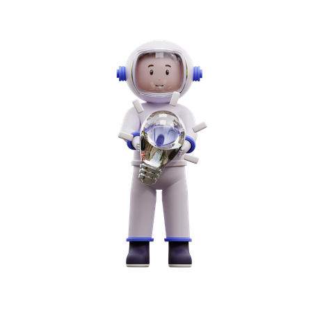 Astronaute avec une idée géniale  3D Illustration