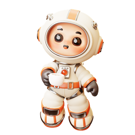 Astronaute buvant du café  3D Illustration