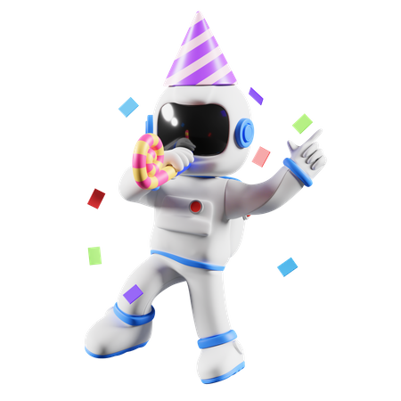 Astronaute célébrant à la fête  3D Illustration