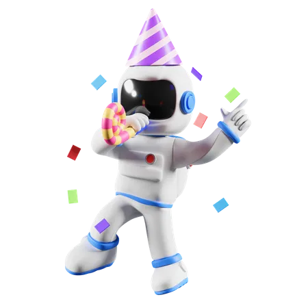 Astronaute célébrant à la fête  3D Illustration