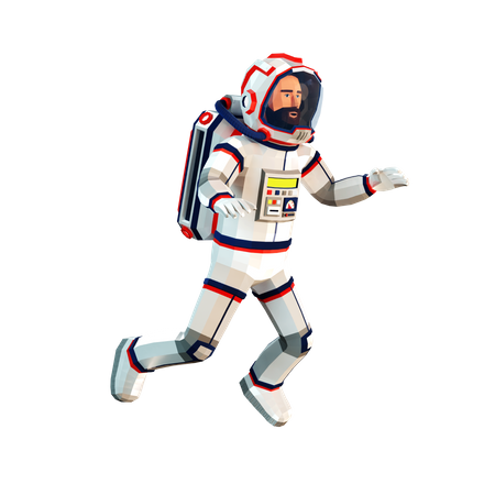 Astronaute en combinaison spatiale flottant dans l'espace  3D Illustration