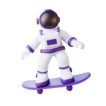 Astronaute faisant du skateboard  3D Illustration