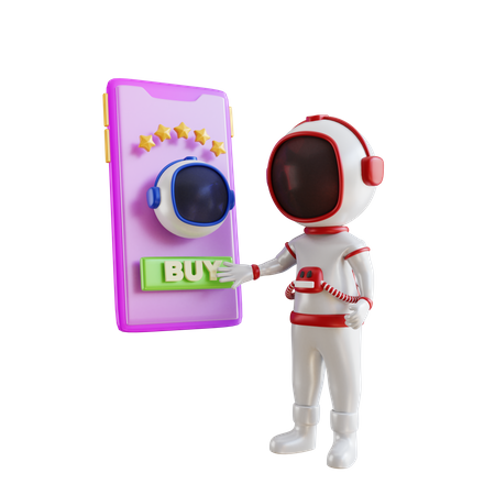 Astronaute faisant des achats en ligne  3D Illustration