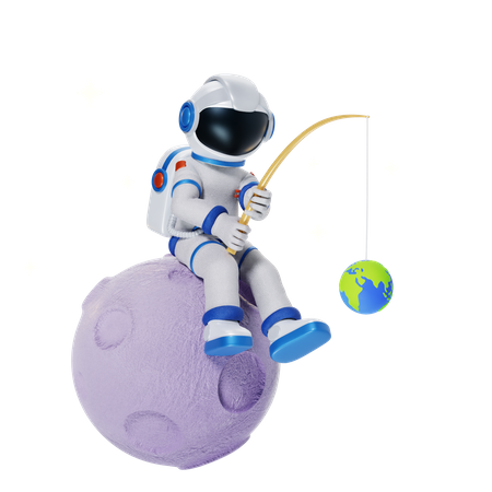 Astronaute faisant de la pêche  3D Illustration