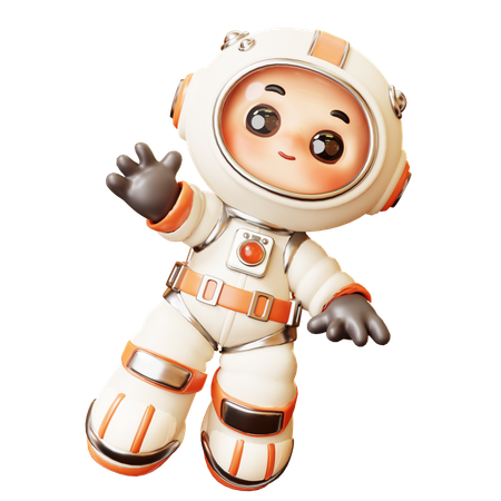 Astronaute flottant avec un geste de salutation  3D Illustration