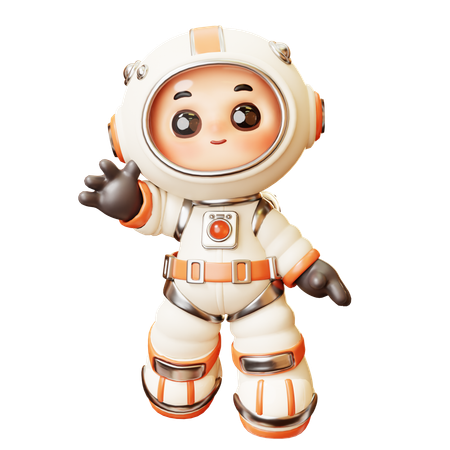 Astronaute flottant avec un geste de salutation  3D Illustration