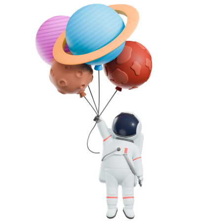 Astronaute flottant avec des planètes  3D Illustration