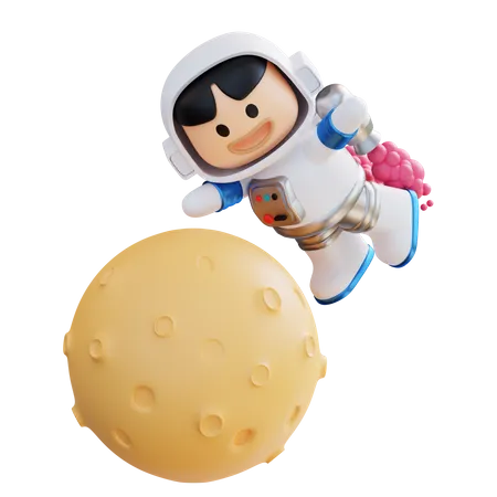 Astronaute flottant sur la lune  3D Icon