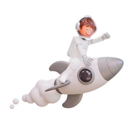 Fusée volante astronaute  3D Illustration