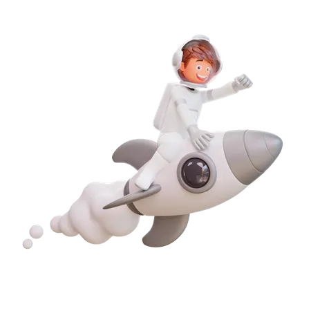 Fusée volante astronaute  3D Illustration