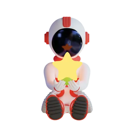 Astronaute tenant une étoile  3D Illustration