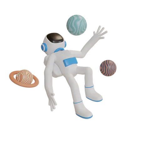 Astronaute errant dans l'espace  3D Illustration