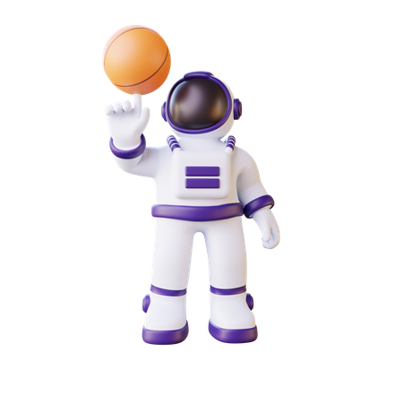 Astronaute jouant au basket-ball  3D Illustration
